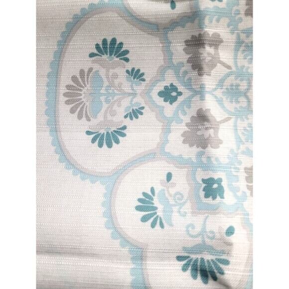 Morrocan Style Floral Pattern Polyester Fabric Shower Curtain, 72x72, Blue/White - Picture 10 of 12